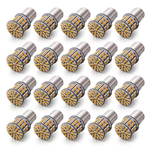 KAFEEK 20&times; Super Bright 1156 1141 1003 7506 BA15S 50-3014SMD LED Bulbs 12 Volt RV Camper Interior Lights, Warm White