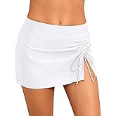 Daci High Waisted Swim Skirt - 2025 Side Slit Drawstring Bathing Suit Skirt Tummy Control Swim Skort for Women