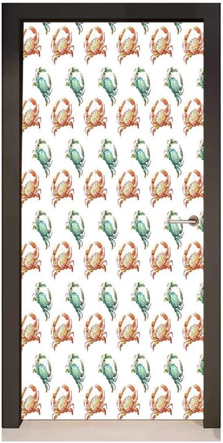 Amazon Co Jp Crabs 3dドア壁紙 クロスタシアンからの動物のモノクロ 家族 海洋風アートワーク ホームデコレーション ブラックホワイト W17 1xh78 7 Diy 工具 ガーデン