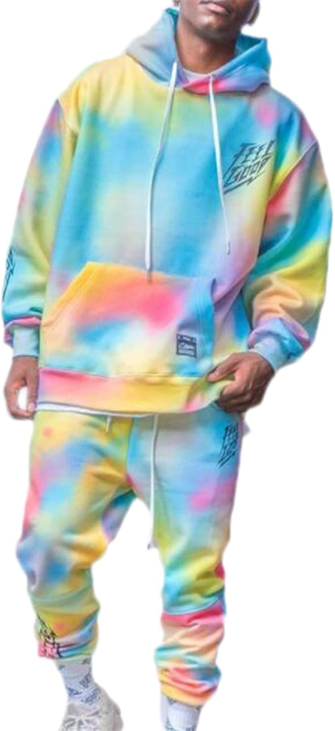Men’s Tiedye Tracksuit Set Fashion Personality Gradient Hoodie