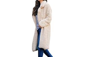 FAVIPT Womens Winter Coats,2023 Fashion Faux Fur Coats Casual Fuzzy Sherpa Jackets Long Sleeve Thicken Shaggy Long Coat
