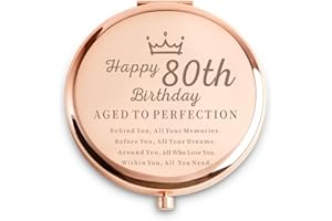 Daricano 80th Birthday Gifts for Women, Best Female Presents for 80 Year Old, Personalized Engraved Compact Mirror Gift Ideas for Aunt Nana Grandma Mom