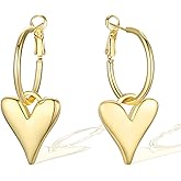 Veotain Heart Dangle Earrings for Women Huggie Earrings for Women Lightweight Heart Hoop Earrings for Women Heart Cubic Zirconia Earrings Drop Earrings Fashion Trendy Jewelry