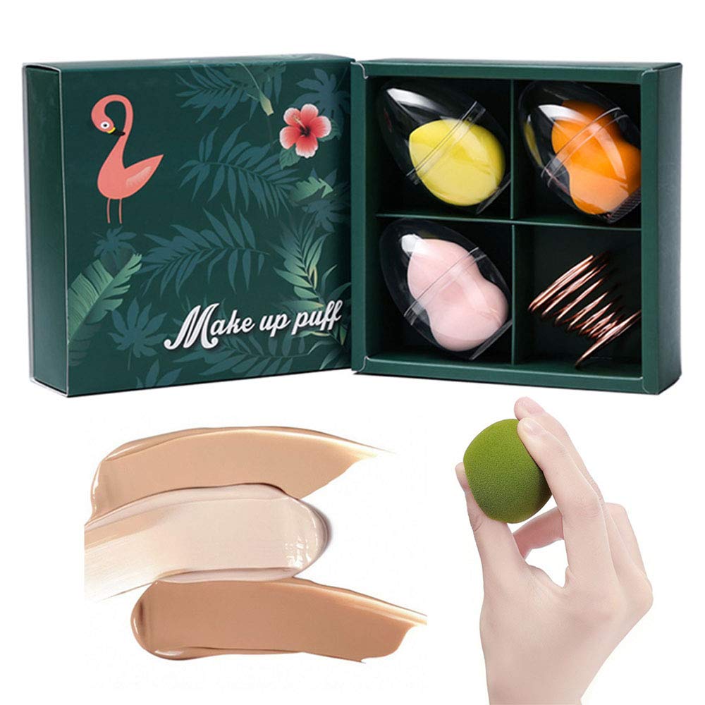 Schneespitze 4Pcs Powder Sponge Makeup Sponges Round Powder Puff Foundation Blender Face Sponge Powder Puff
