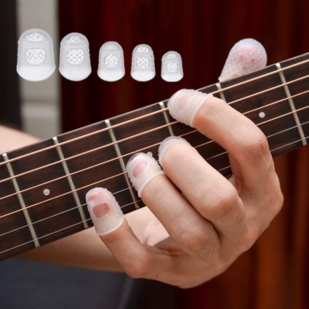 Lvcky 15 Pcs Guitar Finger Protectors,Clear Silicone Finger Guards for