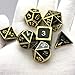 IvyFieldDice Shiny Gold w/Black Metal Enamel Dice D4 D6 D8 D10 D% D12 D20 for Dungeons and Dragons RPG Dice Gaming with Free Drawstring Pouch