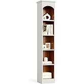 LITTLE TREE 70.9" Tall Bookshelf, 5-Tier Open Bookcase with Cubes, Bookshelf with Storage Space, Freestanding Narrow Bookcase for Home Office, White, 1 Pack