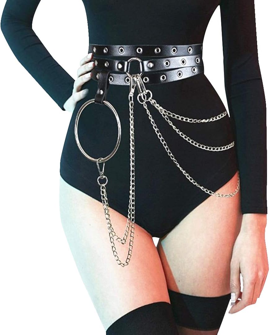 Women's Leather Harness Garter Belt Cage Adjustable Punk