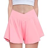 Zaclotre Girls Flowy Shorts with Spandex Liner V Crossover 2 in 1 Athletic Running Shorts with Pockets Kids Butterfly Skorts