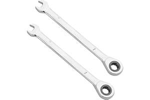 KINJOEK 2 Pcs Ratchet Wrench 7mm, 12PT Metric Ratcheting Wrench Set with 5° Movement and 72 Teeth for Projects with Tight Spa