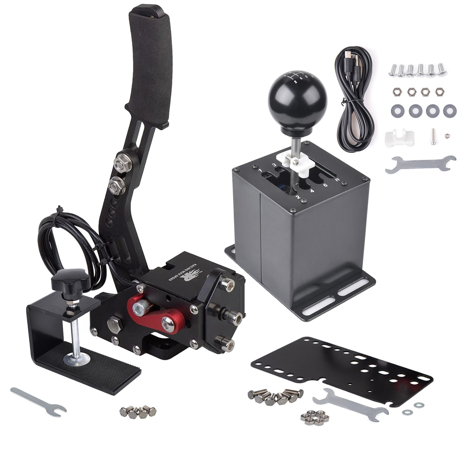 CNRAQR PC Racing Game USB Handbrake and Racing Simulator Shifter for Logitech G29/G27/G25/G920 with Thrustmaster T300RS/GT 7+R