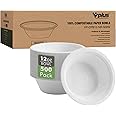 Vplus 500 Pack 12 OZ Paper Bowls Bulk, Disposable Compostable, Eco-friendly Bagasse, Heavy-duty Bowls Perfect for Milk Cereals, Snacks, Salads