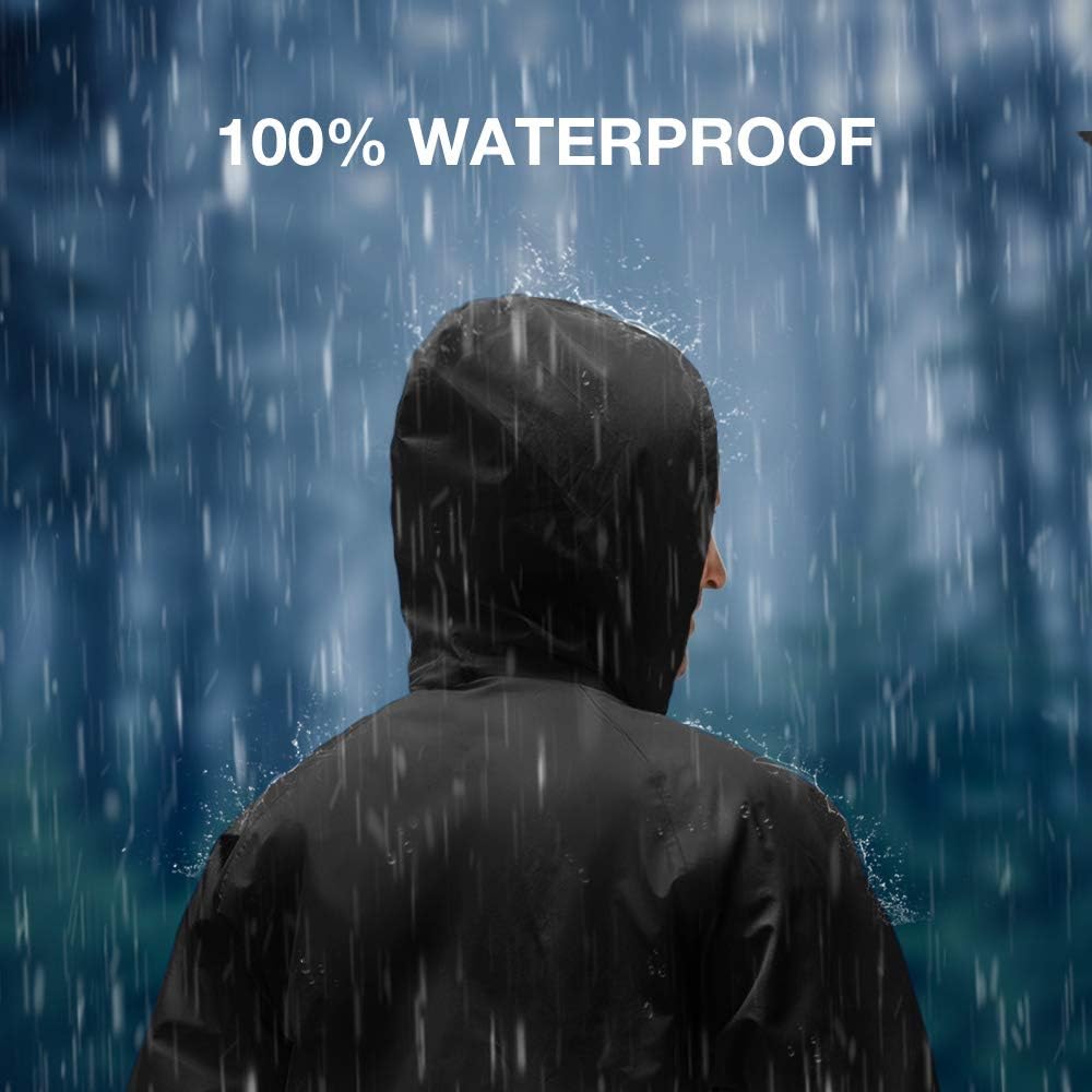 TideWe Rain Suit, Waterproof Breathable Lightweight Rainwear (Black Size XXXL): Automotive
