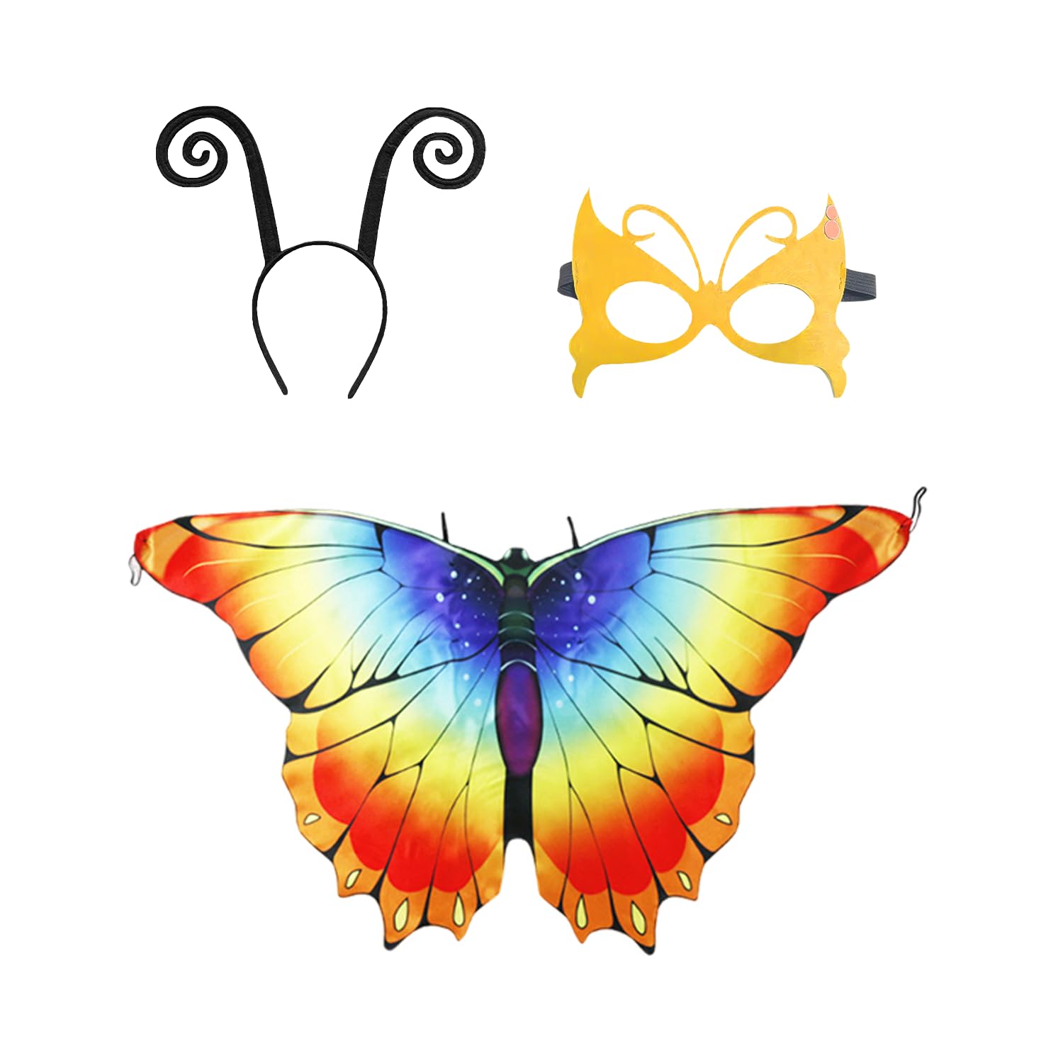 3 Pieces Colorful Butterfly Wings Costume, Butterfly Costume, Butterfly Cape, Halloween Costume Wings, Cartoon Costume, Kids Costume