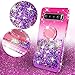 Galaxy S10 Plus Case Ring Liquid Glitter Kickstand Shock Proof Phone Case Waterfall Quicksand Bling Cute Protective Girls Women Cover Compatible for Samsung Galaxy S10 Plus/S10+ Cases, Hot Pink/Purple