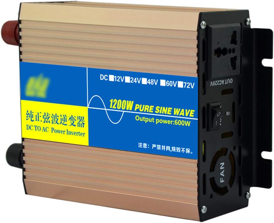 Hermsi Pure Sine Wave Solar Power Inverter, DC 12V to AC 220V Converter, for RV Car Camping Travel