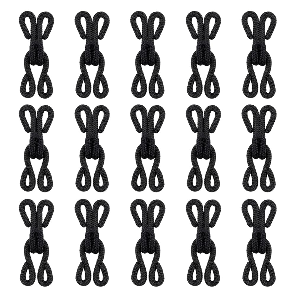 JiuRuLia 15 Pairs Fabric Covered Hook and Eye Closures Black Latch Sewing Fastening Material Bra Hook Eye Closure Sewing Accessories for Clothing Bra Skirt Jacket