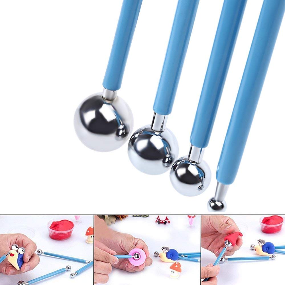Sugarcraft Tools 4 PCS con 8 Dimensioni Metal Ball per Fondant Torta all\'Argilla Strumenti per Modellare la Decorazione a Fiore