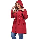 ZOMVA 2025 Plus Size 1X-5X Rain Jacket Coat Long Lightweight Raincoat with Hood Windbreaker Waterproof Jackets with Pockets