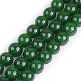 GEM-Inside Natural 12mm Green Taiwan Jade Gemstone Loose Beads Round Crystal Energy Stone Power for Jewelry Making 15"