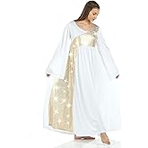 Danzcue Womens Shimmery Asymmetrical Bell Sleeve Dance Dress