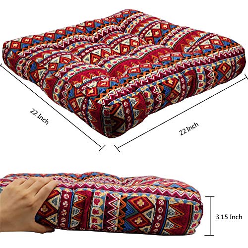 HIGOGOGO Bohemian Floor Pillow, Large Mandala Meditation Pillow Square