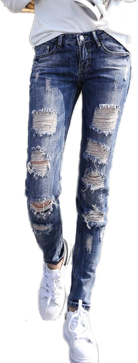 Amazon ダメージ ジーンズ レディース クラッシュ スキニー パンツ レギパン デニム テーパード デニム 美脚 パギンス ジーンズ 着痩せ ゆったり ストレッチ ジーンズ 通販