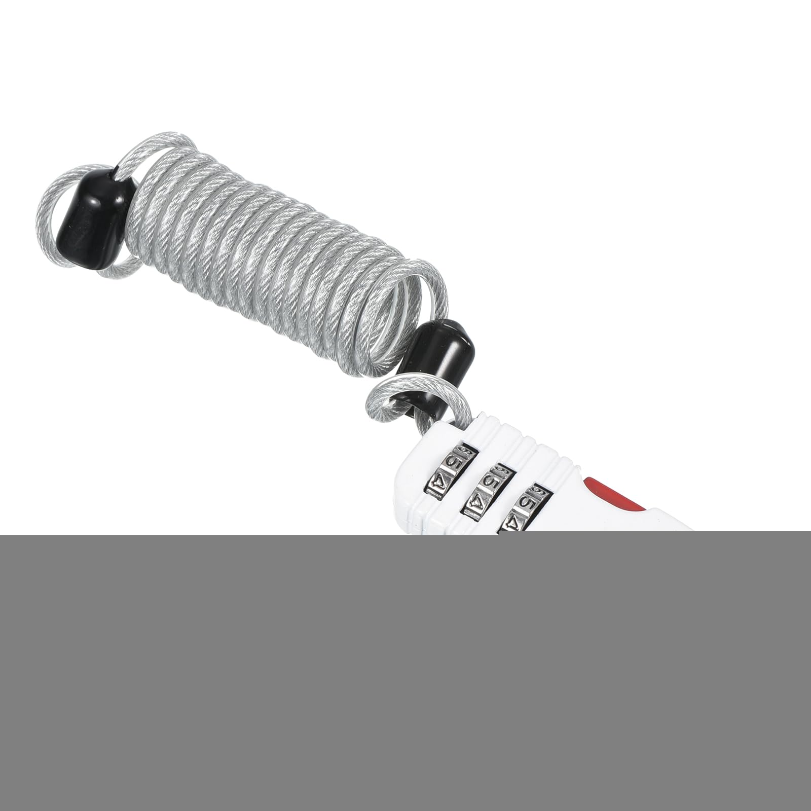 PATIKIL 3 Digit Combination Lock with Spring Cable, Helmet Padlock 3.3Ft Flexible Security Steel Lock Wire for Bike Locker Travel Luggage, White