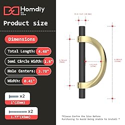 homdiy 8 Pack Black Gold Cabinet Pulls Half Moon