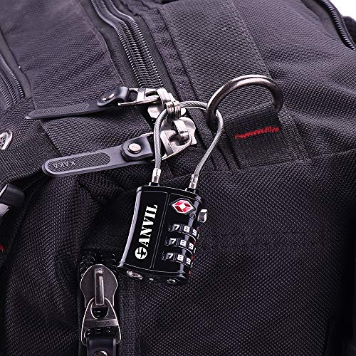 TSA Approved 3 Digit Luggage Cable Locks, Small Combination Padlock