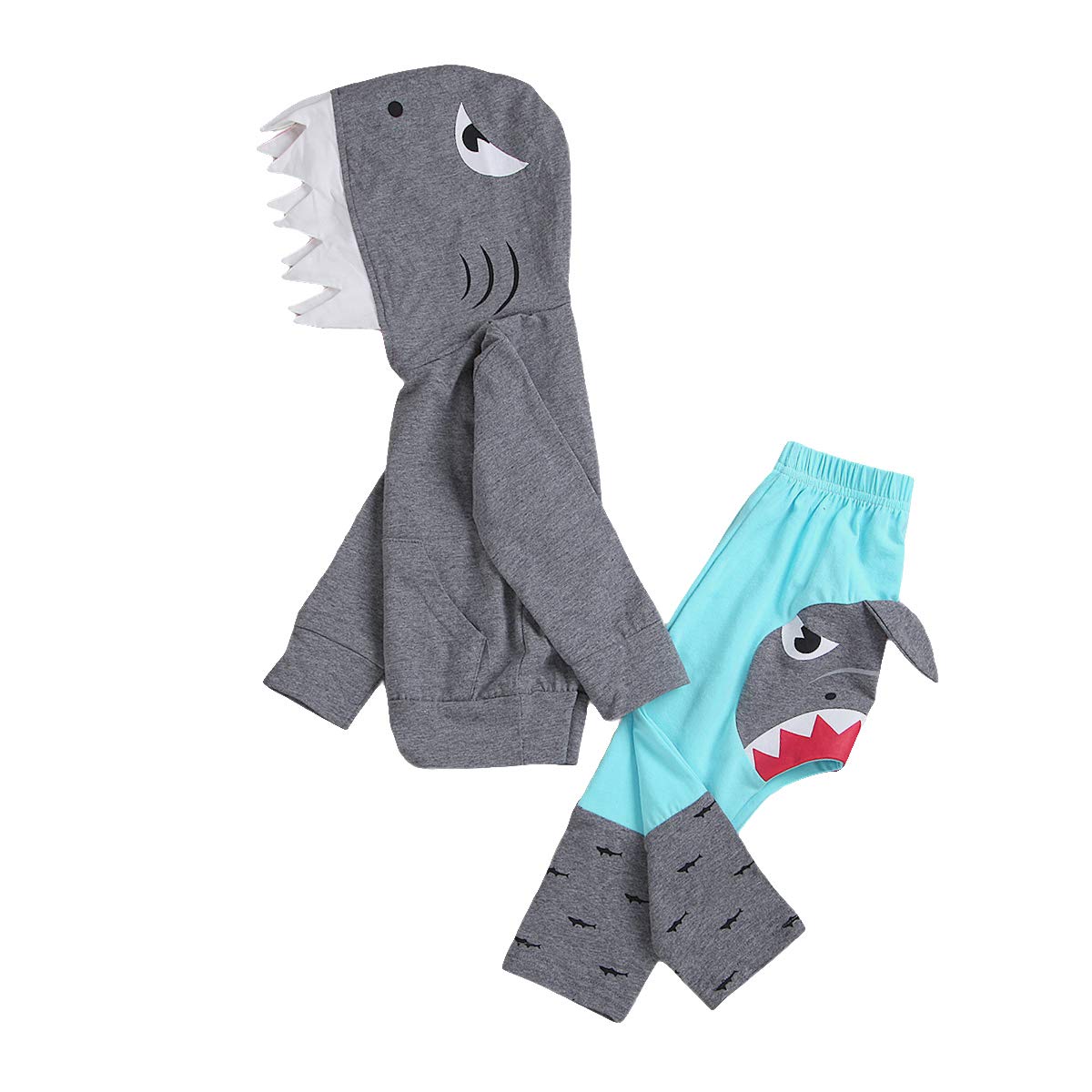 Unisex Baby Autumn Winter Shark Hooded Sweatshirt Boys Girls Hoodies with Kangaroo Muff Pockets & Shark Fin