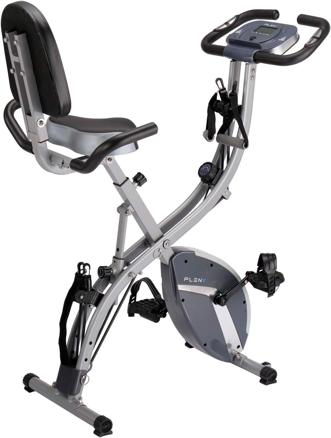 PLENY 3-in-1 Total Body Workout Exercise Bike w/Backlit Screen, High Backrest, Adjustable Resistance Bands for Arm & Leg, and 300 lbs Weight Support