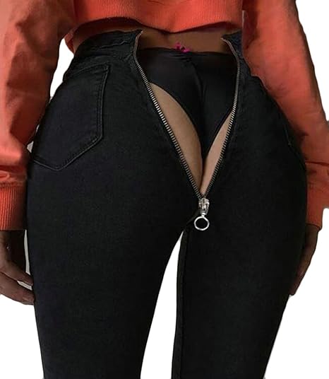 back side zipper jeans