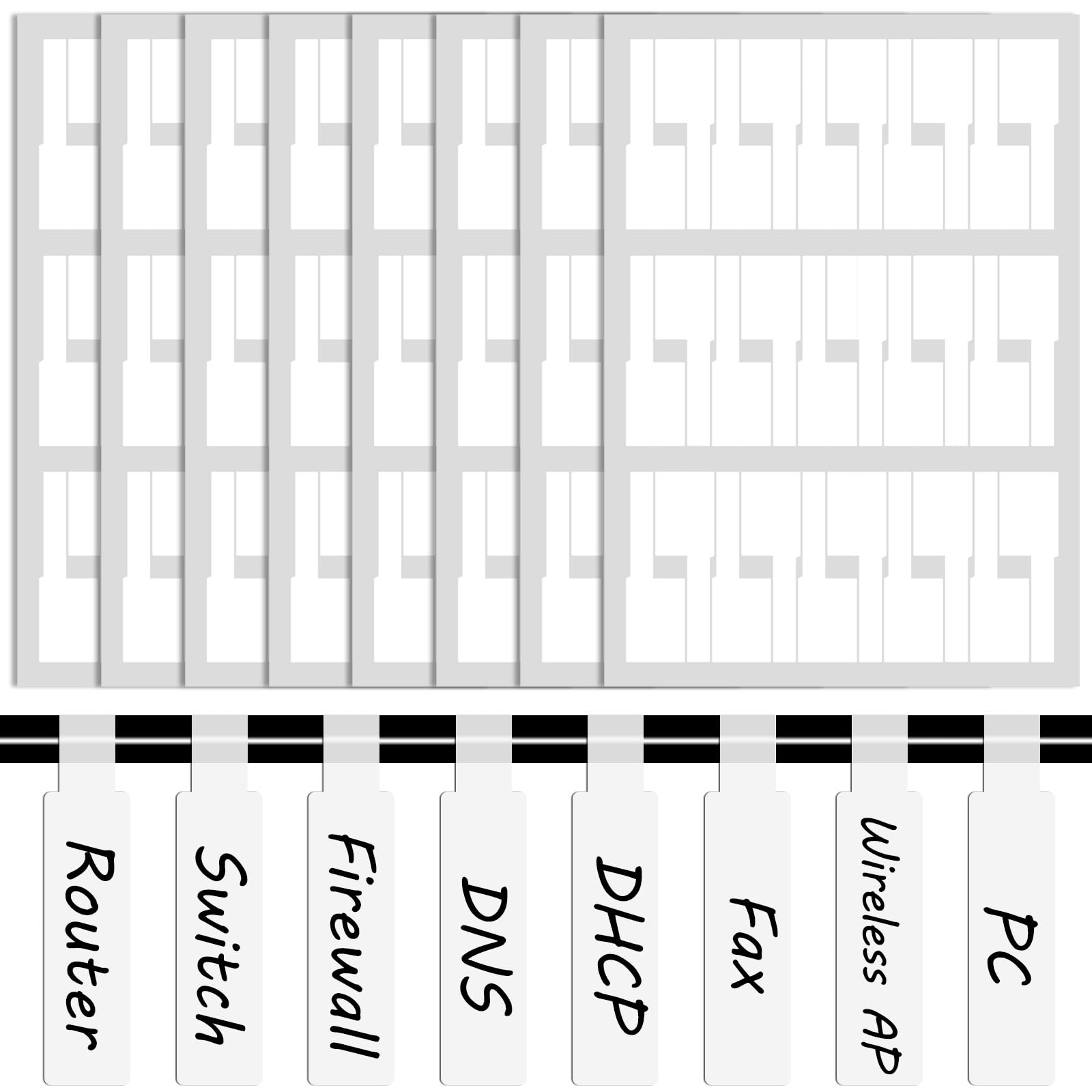 CableLabels White, 240Pcs Cable Markers, Waterproof Tear Resistant CableLabels Tags Cable Stickers Cord Wire Labels Cable Labels Write On Cable Identification Tags