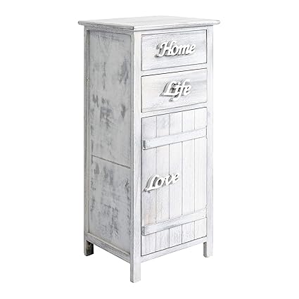 Rebecca Mobili Bedside Furniture Storage Unit Wood White Shabby