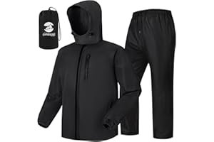SaphiRose Men's Waterproof Rain Suit 2pcs/set Packable Rain Gear for Golf Motorcycle Fishing