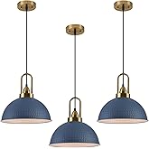 ALAISLYC Blue Pendant Lights Kitchen Island Industrial Adjustable Height Vintage Dome Hanging Light Fixtures for Barn, Dining