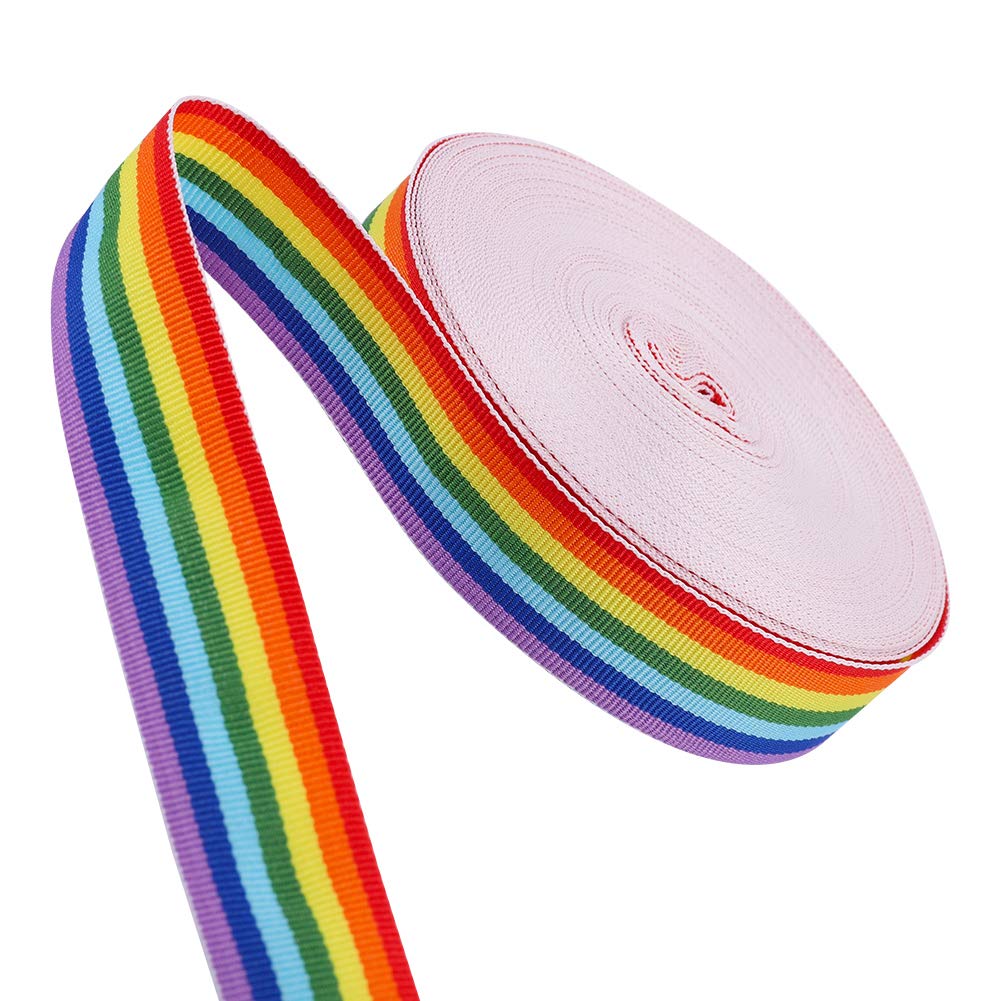 Heyu-Lotus 20M Rainbow Grosgrain Ribbon Roll - 25mm Wide, Double Sided Fabric Strip for Arts, Crafts, DIY, Gift Wrapping, Wedding, Birthday Party Decoration