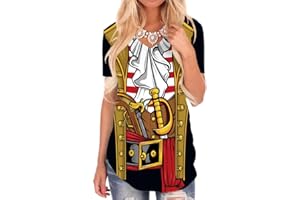 KYKU Pirate Shirt Costume Women V Neck Funny 3D Print Graphics Novelty Clothing