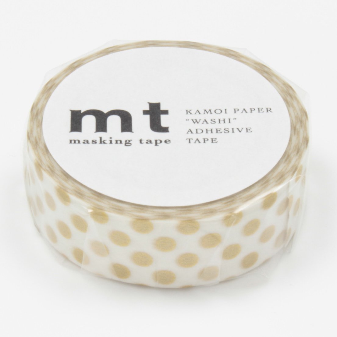 MT Patterns Washi Paper Masking Tape, 3/5" x 33', Dot Gold (MT01D134)