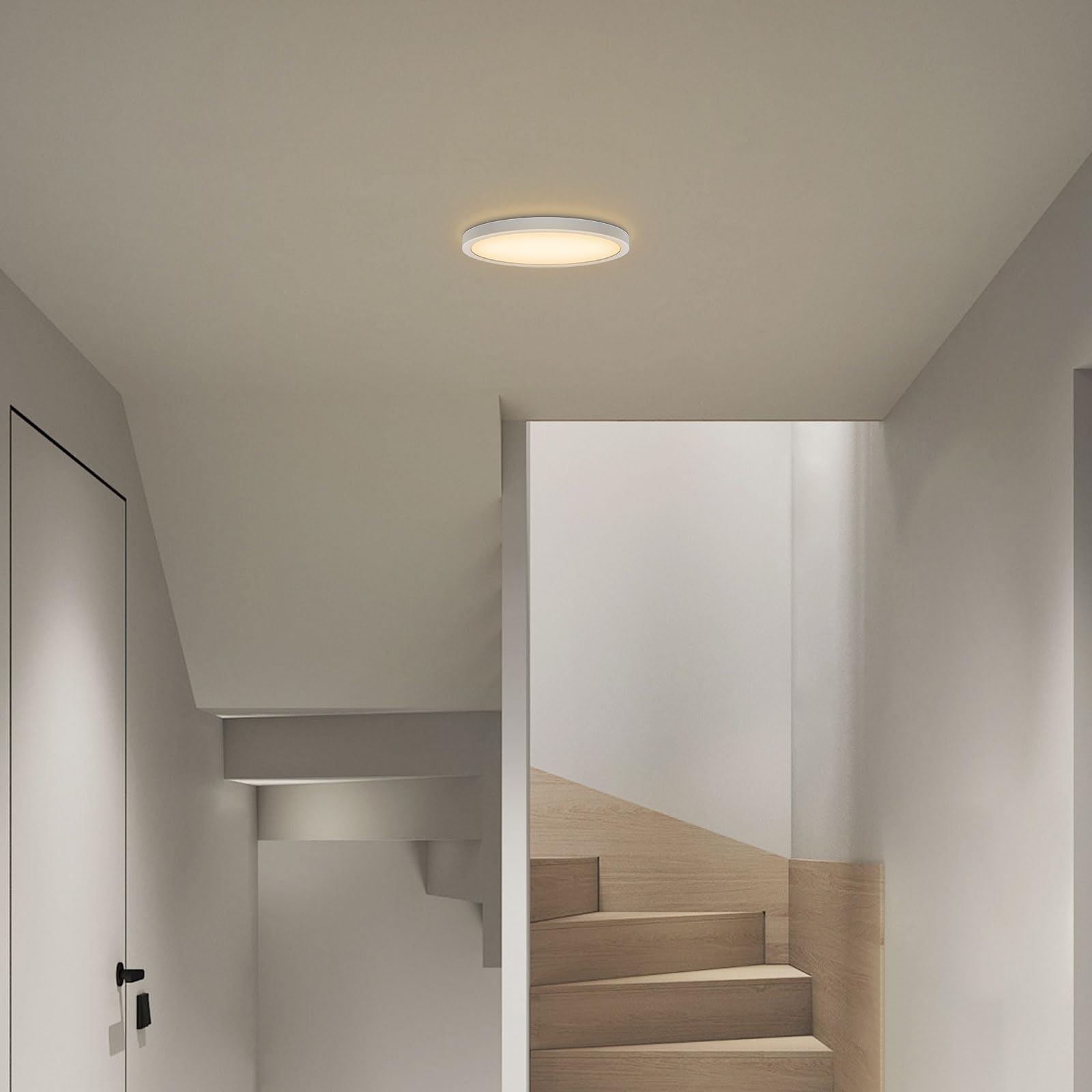 Taoellen 6W LED Ceiling Light, Mini Size Flush Mount Ceiling Light, 3000K Warm White Ultra-Thin Round Ceiling Lamp for Stairwell, Porch, Walkway, Cloakroom, Balcony