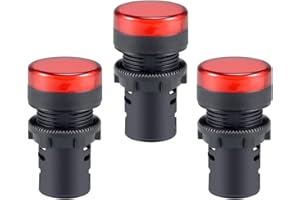 uxcell 3Pcs Red Indicator Light AC/DC 110V, 22mm Panel Mount, for Electrical Control Panel, HVAC, DIY Projects