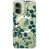 MOSNOVO for iPhone 17 Case | Compatible with Magsafe | Military Grade 6.6ft Drop Tested | Camera Control | Clear with Eucalyptus Design