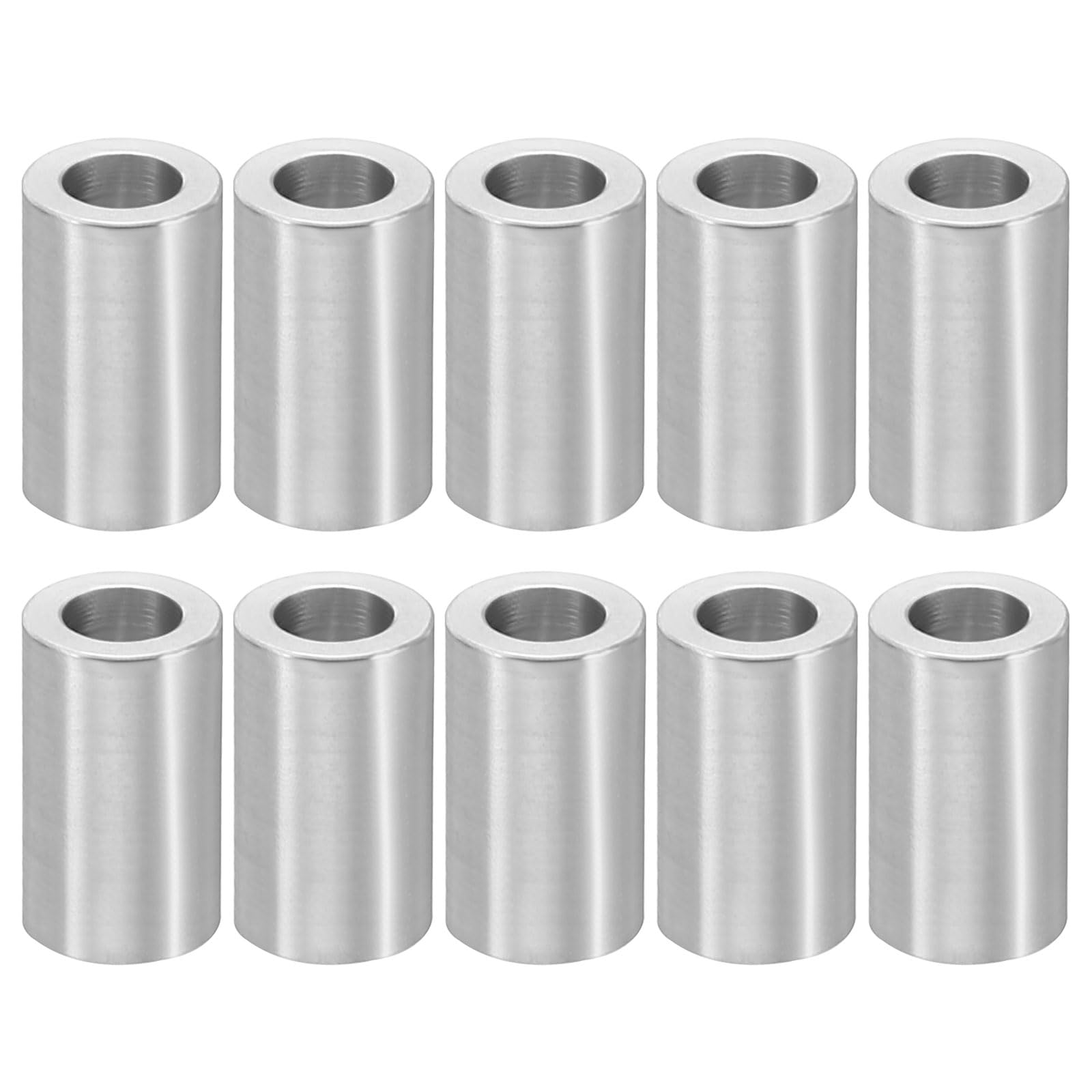 PATIKIL M4 Aluminum Spacers, 10 Pcs Metal Spacer Aluminum 4.1mm ID x 7mm OD x 12mm L Aluminum Spacer Screw Standoff Round for 5/32inch or M4 Screw Bolts