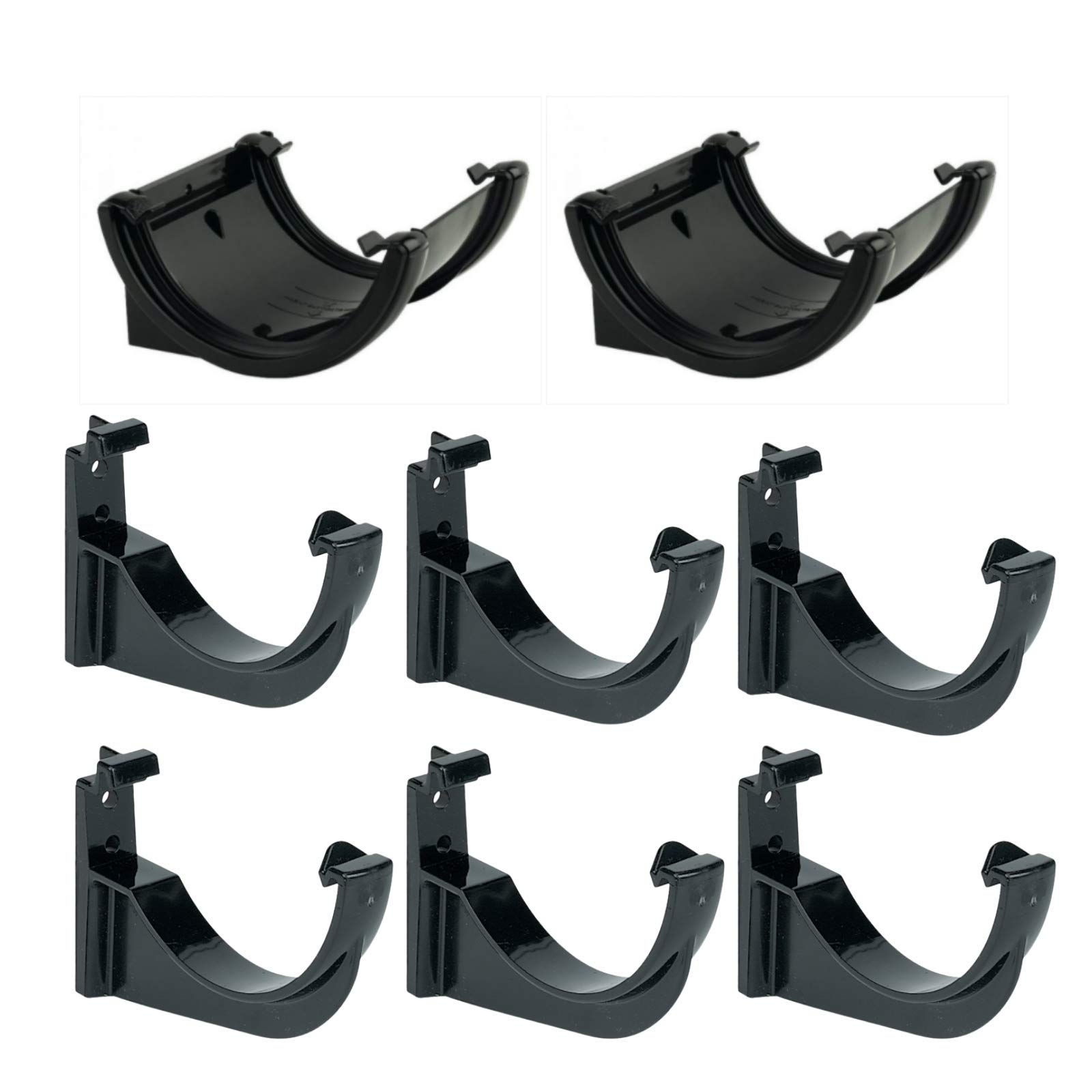 Floplast 112mm Half Round Union Bracket (x2) & Half Round Fascia Bracket (x6) Bundle