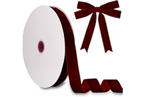 1 Inch Velvet Ribbon 30 Yards LVYOUIF Single Side Flocked Christmas Ribbon Roll for Gift Wrapping, Bouquets, Tree Bows, Holiday & Party Decoration Burgundy -240
