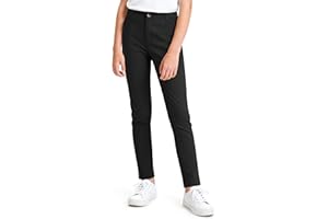 KEREDA Girls School Uniform Slim Dress Pants with Pockets, Elastic Waist, School Skinny Pants for Teen Girls Clothes