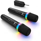 SINWE Wireless Handheld Mic with LED Lights, Karaoke Microphone Set | 40H Battery, 200ft Range, One-to-One Chip Connection, Rechargeable Dual Wireless Mics for Singing, Party, Performance
