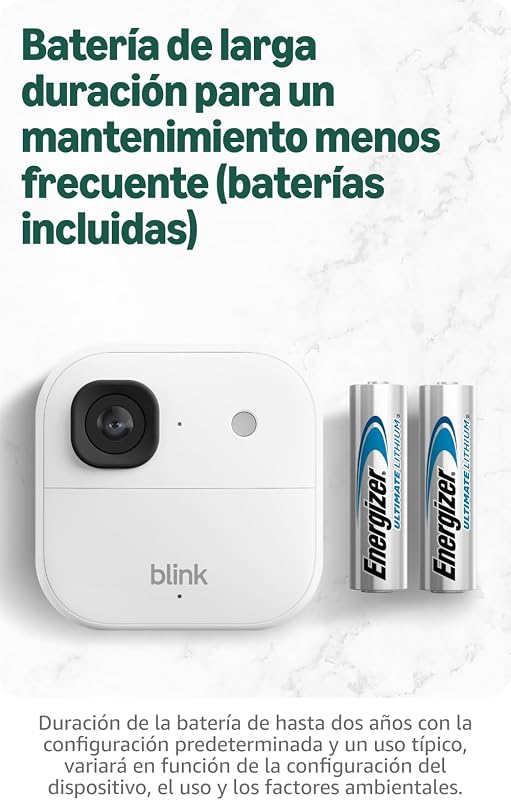 Cámara exterior 2K+ Blink (última generación) — cámara de seguridad inteligente inalámbrica, resolución de vídeo 2K, módulo de sincronización básico Incluido: sistema de 1 cámara, Blanco