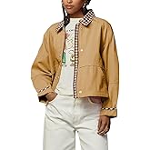 VAOYIU Women Casual Button Front Jacket Loose Plaid Cuffs Collar Trendy Coat with Pockets Spring Autumn Wear